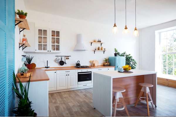 Lighting And Accessories White Cabinets And Black Countertops