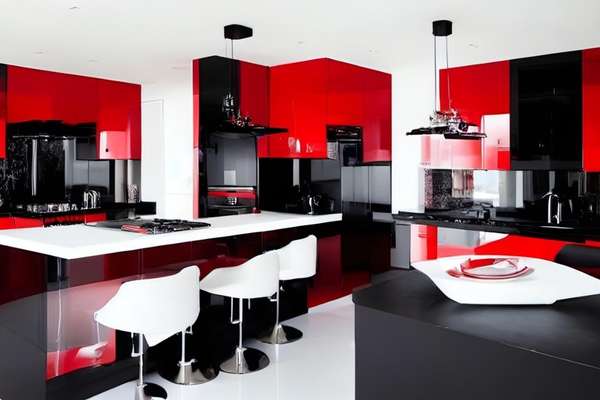 Materials Ingredients Of Red And Black Kitchen