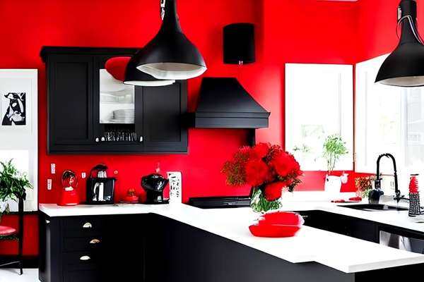 Perfect Style Red And Black Kitchen