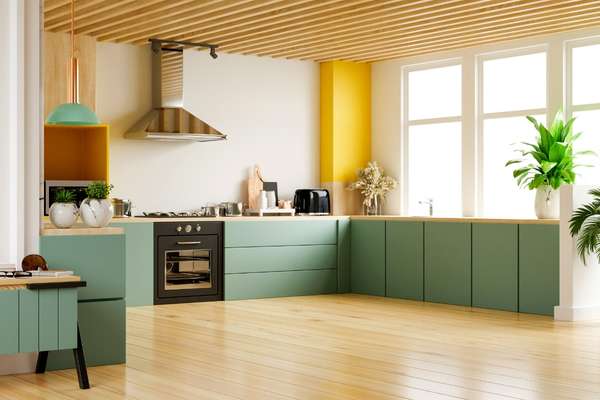 sage green walls in kitchen